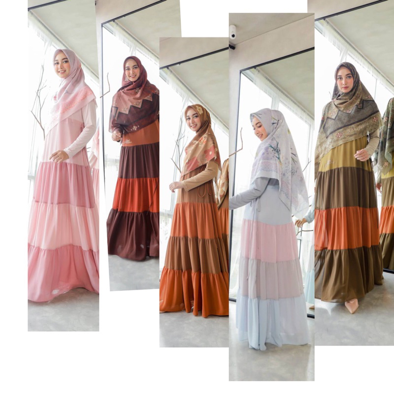 ALTHAFUNISSA LAPIS SERIES GAMIS SET SCRAF (KERUDUNG SEGI EMPAT ) /DRESS HIJAB MUSLIMAH KEKINIAN ORIG