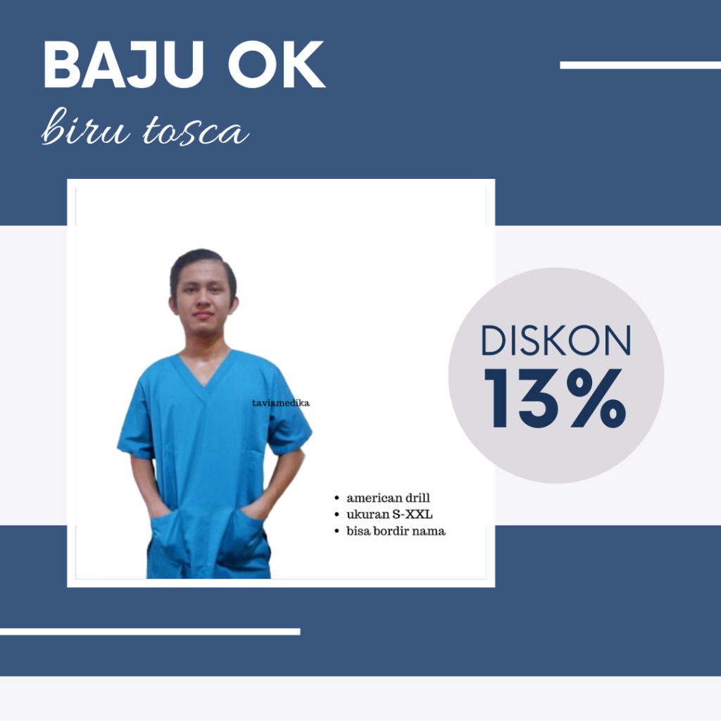 [ Tavia Medika ] Baju ok / baju jaga lengan panjang warna biru tosca KHUSUS UKURAN S M L XL