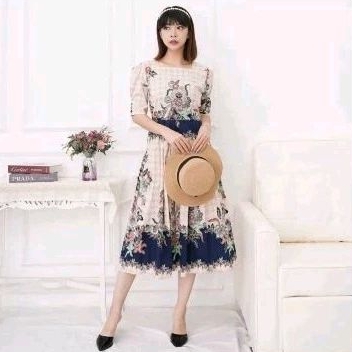 DRESS BATIK WANITA JB (NAVY)