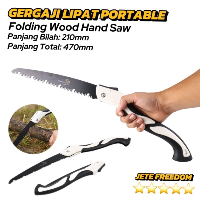 Gergaji Lipat Portable 470mm Gergaji Tangan Kayu Multifungsi Folding Wood Hand Saw Potong Kayu Plast