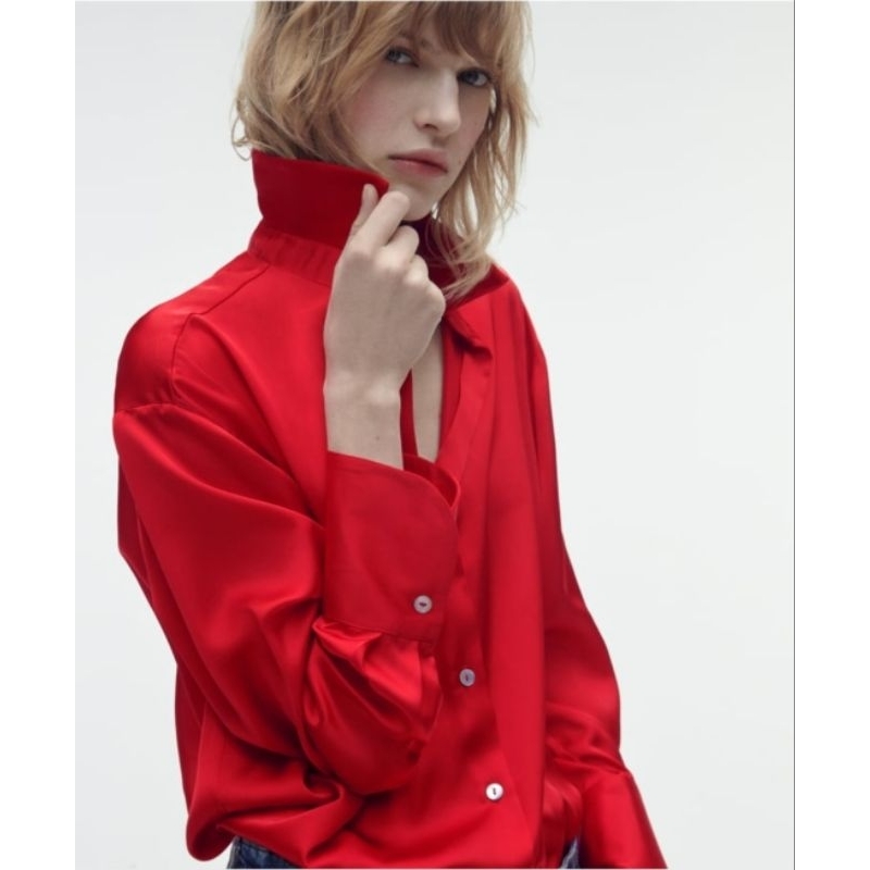 Kemeja Tangan Panjang Wanita  Zara Basic Original