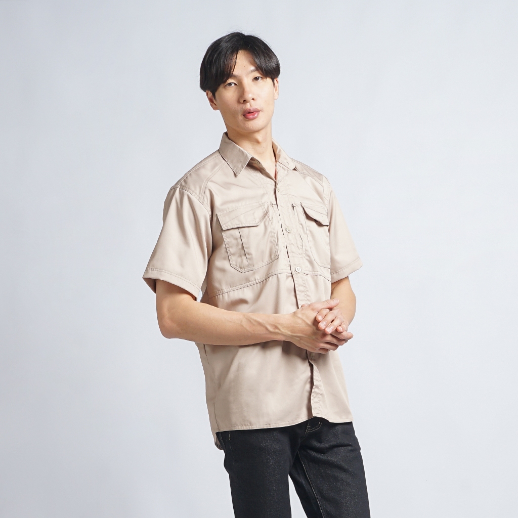 Baju Kemeja Tactial PDL PDH Lengan Pendek Warna Cream - Pakaian Atasan Seragam Pria Wanita Premium K