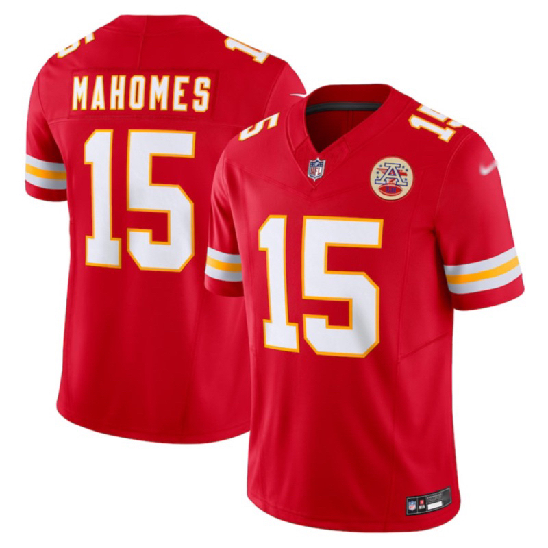 JERSEY BAJU RUGBY NFL AMERICAN FOOTBALL KANSAS CITY CHIEFS #15 PATRICK MAHOMES MERAH