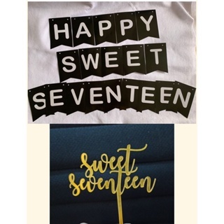 

topper banner bunting happy sweet seventeen ultah ke 17 th