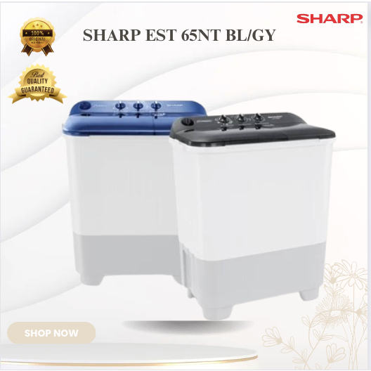 SHARP MESIN CUCI 2 TABUNG 6KG EST 65NT BL/GY/EST65NT/ES T65NT/EST 65NT/ES-T65NT/MESIN CUCI 2 TABUNG