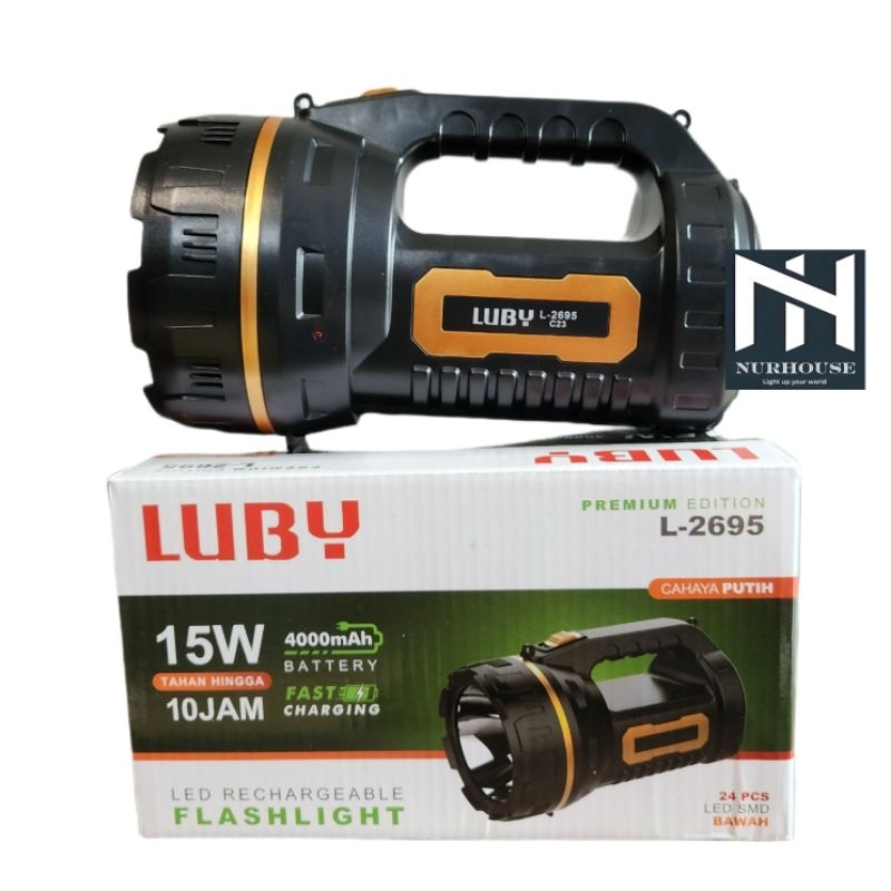 Luby Senter 15 Watt Senter genggam L- 2695 premium edition lampu emergency led Luby