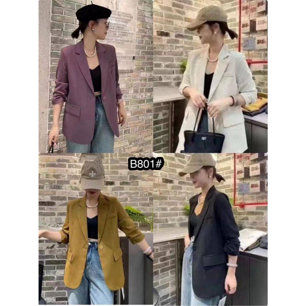 OUTER BLAZER POLOS HAN FEI FUSHI SATU BUTTON DEPAN SLIT BELAH BELAKANG VARIASI ACC TWIN BUTTON LEMGA