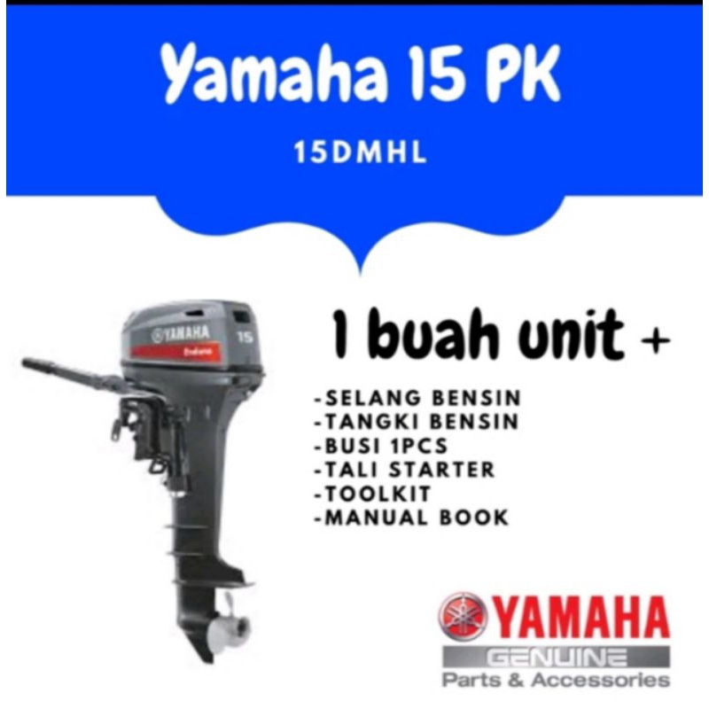 Mesin Motor Tempel Yamaha E15DMHL Outboard 15 pk Hp 2 Tak