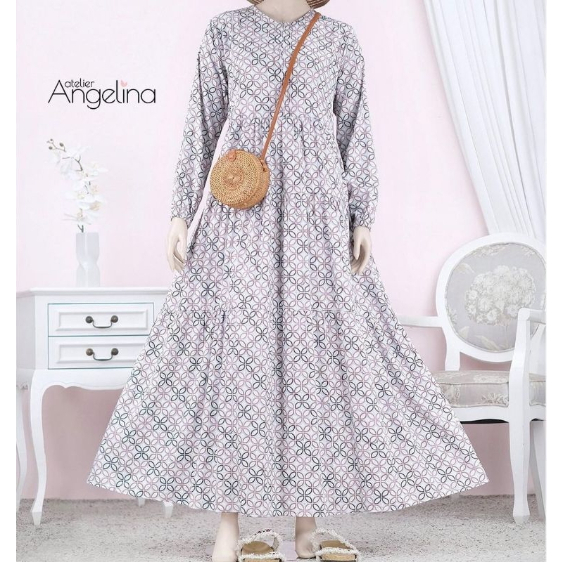 Bella Dress Paris Viscose Motif Embroidery by Atelier Angelina Angel