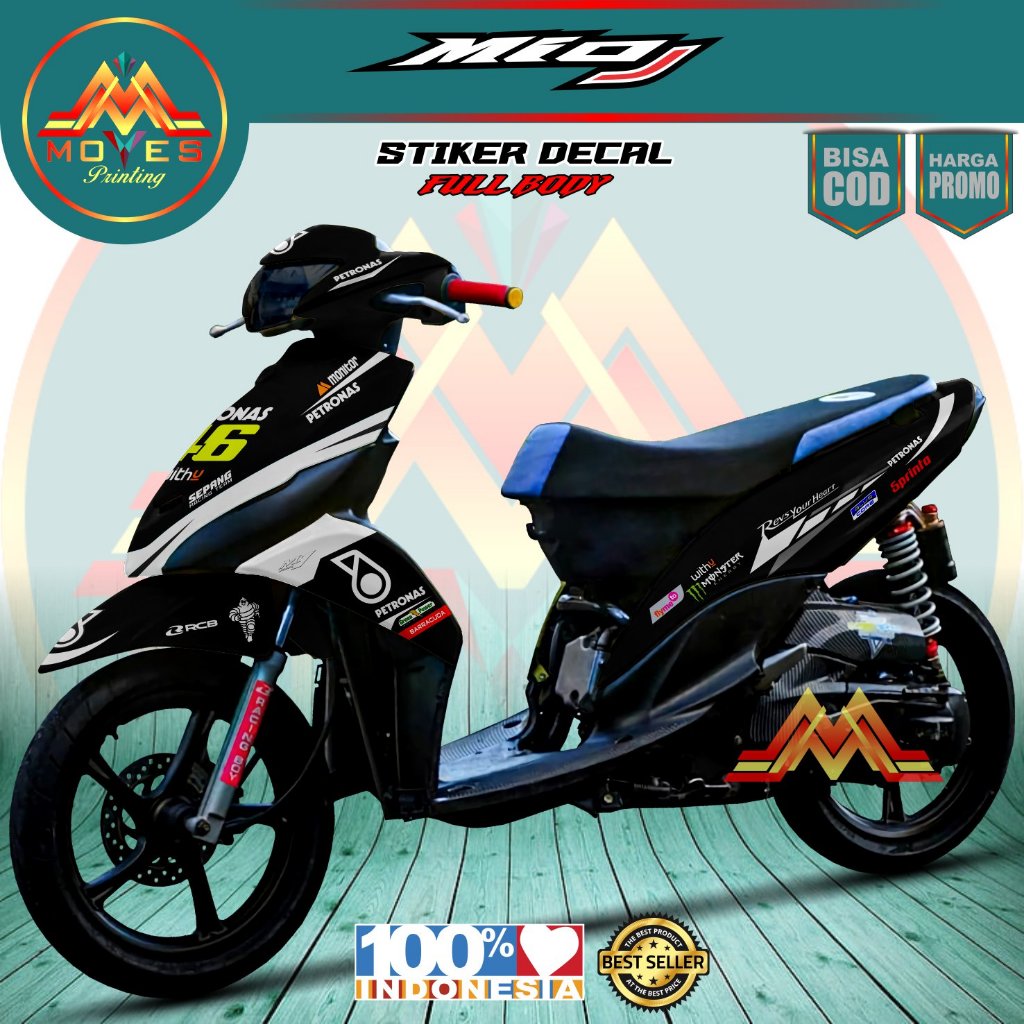Bisa Cod, Terbaru Stiker Motor Mio j Full Body Desain PETRONAS SRT