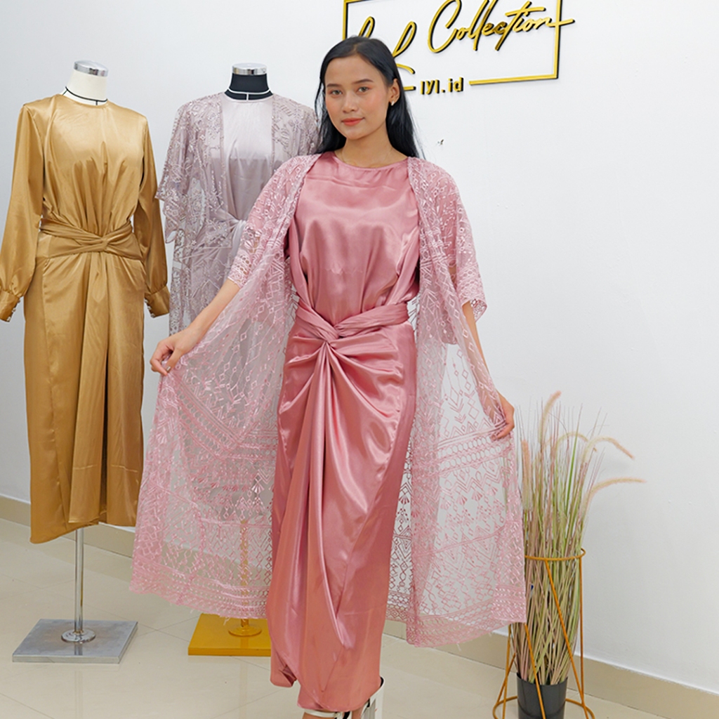 Lyl.id Gamis lebaran gamis terbaru gamis premium Charmuse Dress Rose Gold