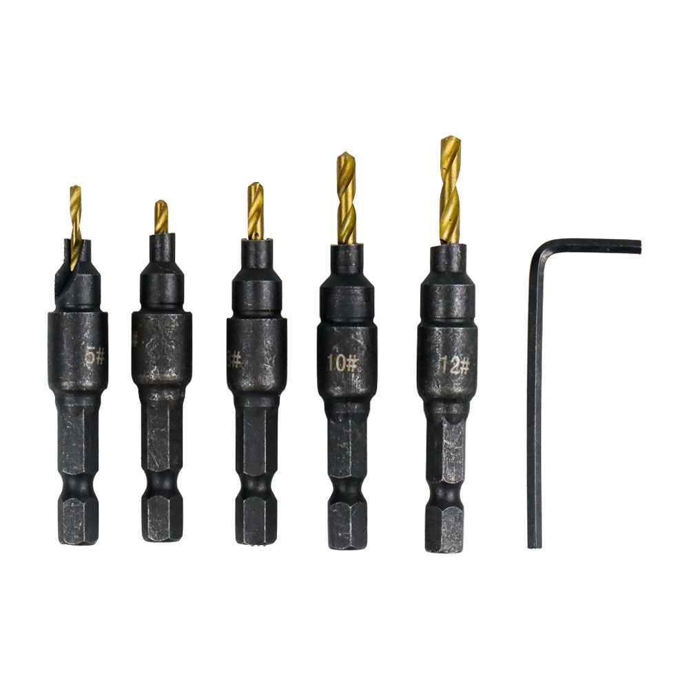 Countersink 5 Pcs Mata Bor Kayu Penyamar Perata Sekrup Baut Mur Mata Bor Drill Bit COUNTERSINK HSS 5