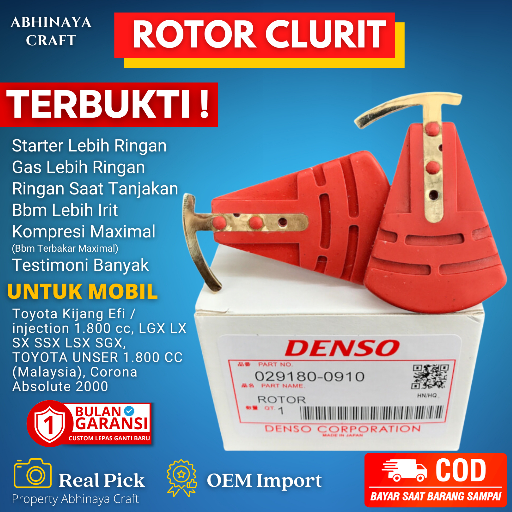 ROTOR DISTRIBUTOR TOYOTA UNSER GLI LGX KIJANG EFI 1.8