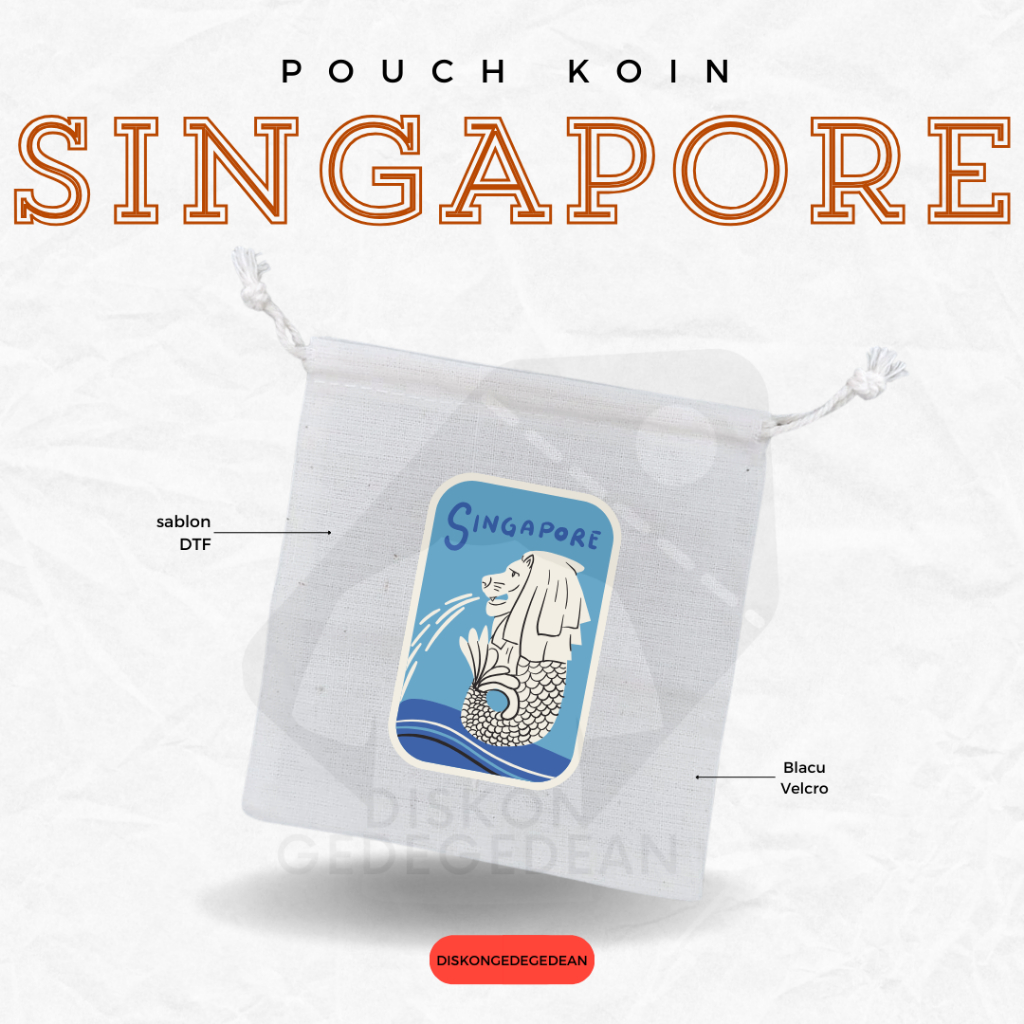 Diskongedegedean Pouch Dompet Koin Souvenir Singapore Dompet Koin Oleh Oleh Singapura Merlion Bahan 