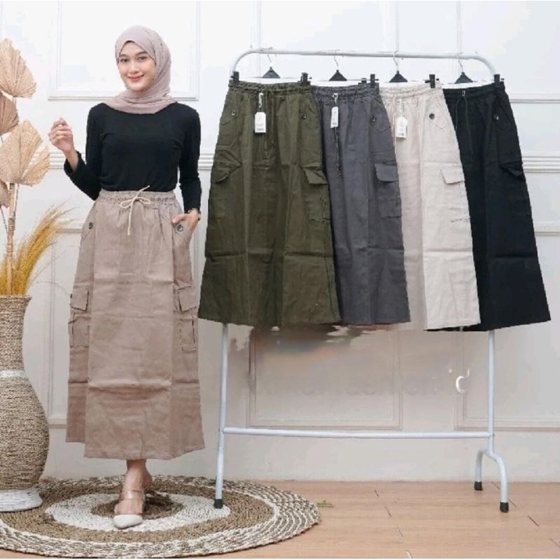 LILY SKIRT SPAN CARGO -Rok wanita Slim - fitting slim Twill Combed