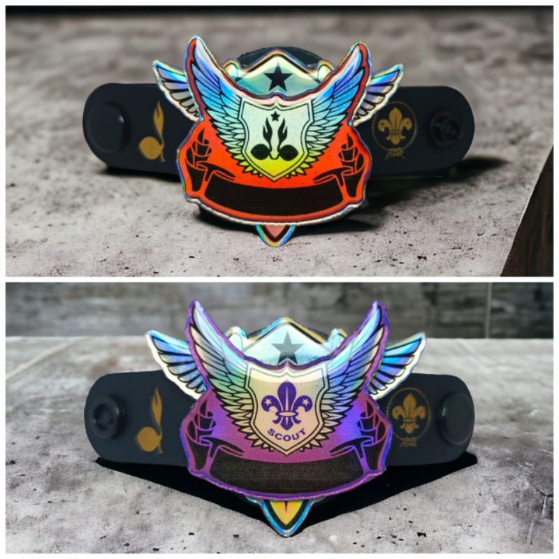 Ring kacu pramuka umum terbaru, akrilik hologram kombinasi kalep, pembina/sma/smp/penggalang/penegak