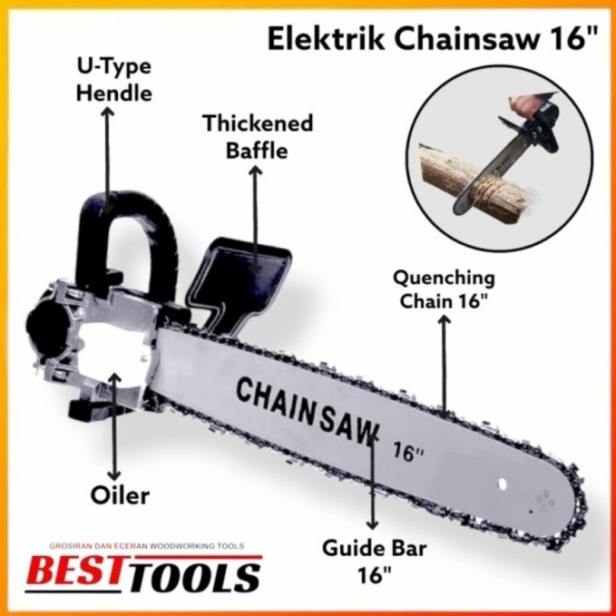 Paling Dicari adapter chainsaw 16  gergaji gerinda chain saw LONG BAR 16inch BESTTOOLS panjang bar 4cm EPK