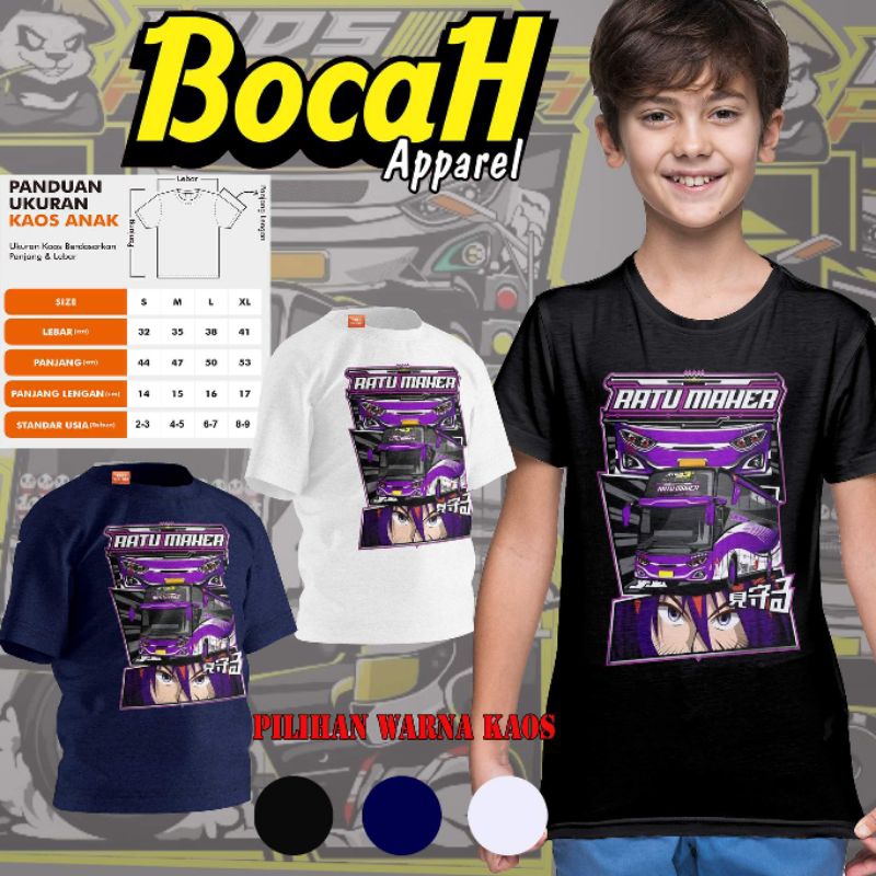 Atasan kaos anak katun bis ratu maher. kaos bis mania. kaos bis telolet