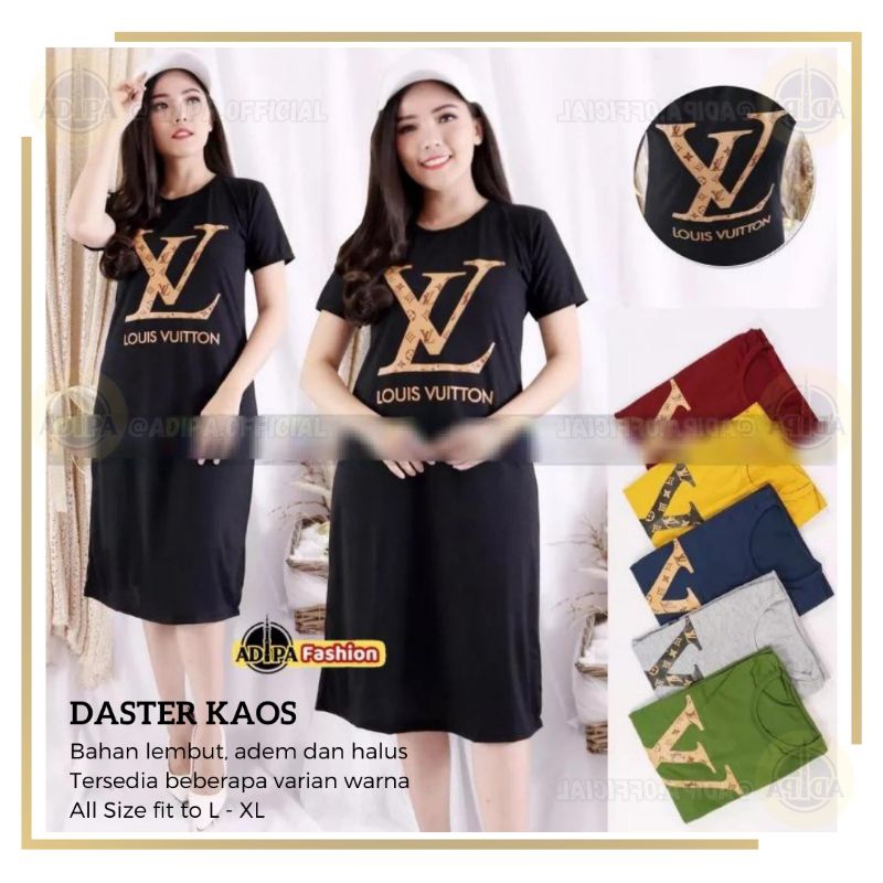 ADIPA - Dress LV Elvi Korean Style Sexy Slim Mini Midi Dress Kaos Casual Mewah Maxi Mavy Daster Sant
