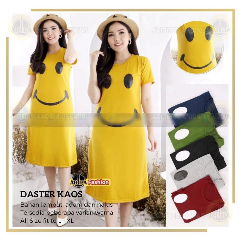 ADIPA - Dress Smile Korean Style Sexy Slim Mini Midi Dress Kaos Casual Mewah Maxi Mavy Daster Santai