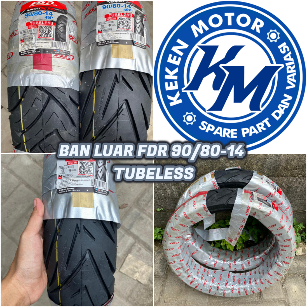 BAN LUAR FDR 90/80-14 SPORT XR TUBLESS || BAN LUAR FDR SPORT XR 90/80-14 TUBELESS