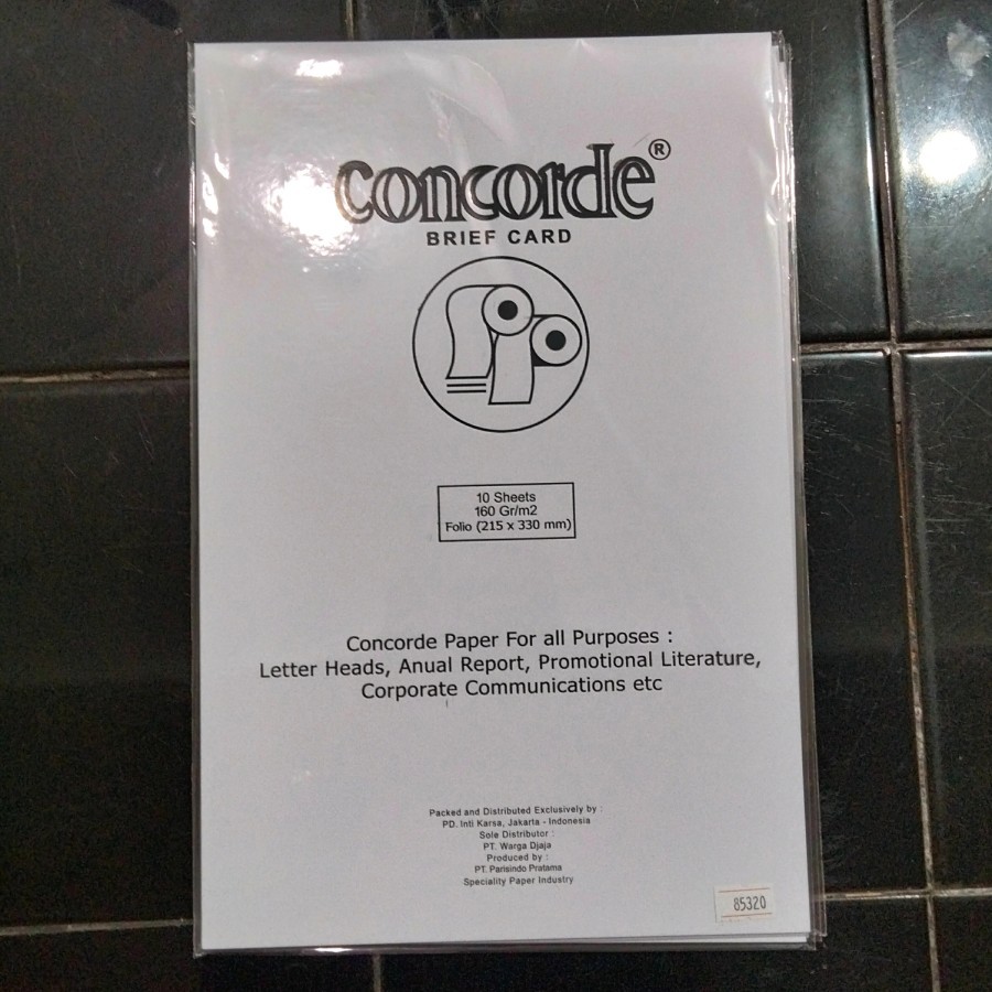 

Kertas Concorde FOLIO 160gr Putih isi 10 Lbr