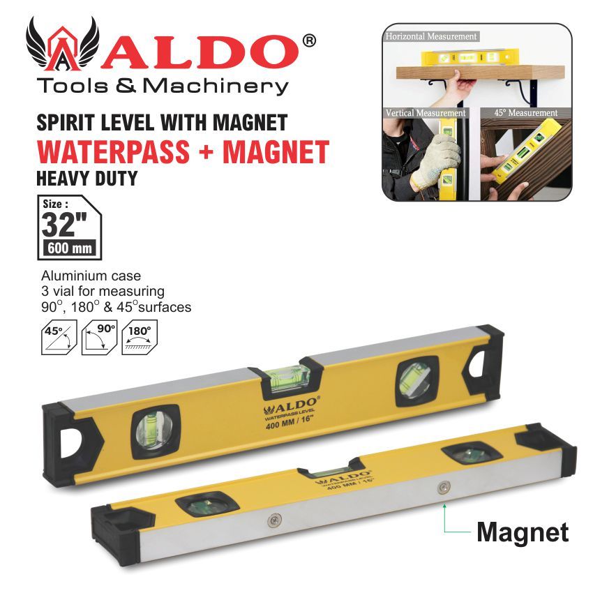 WATERPASS HEAVY DUTY + MAGNET 32" ( 800 MM )  / WATERPASS / SPIRIT LEVEL / ALAT UKUR TUKANG / PENGAR