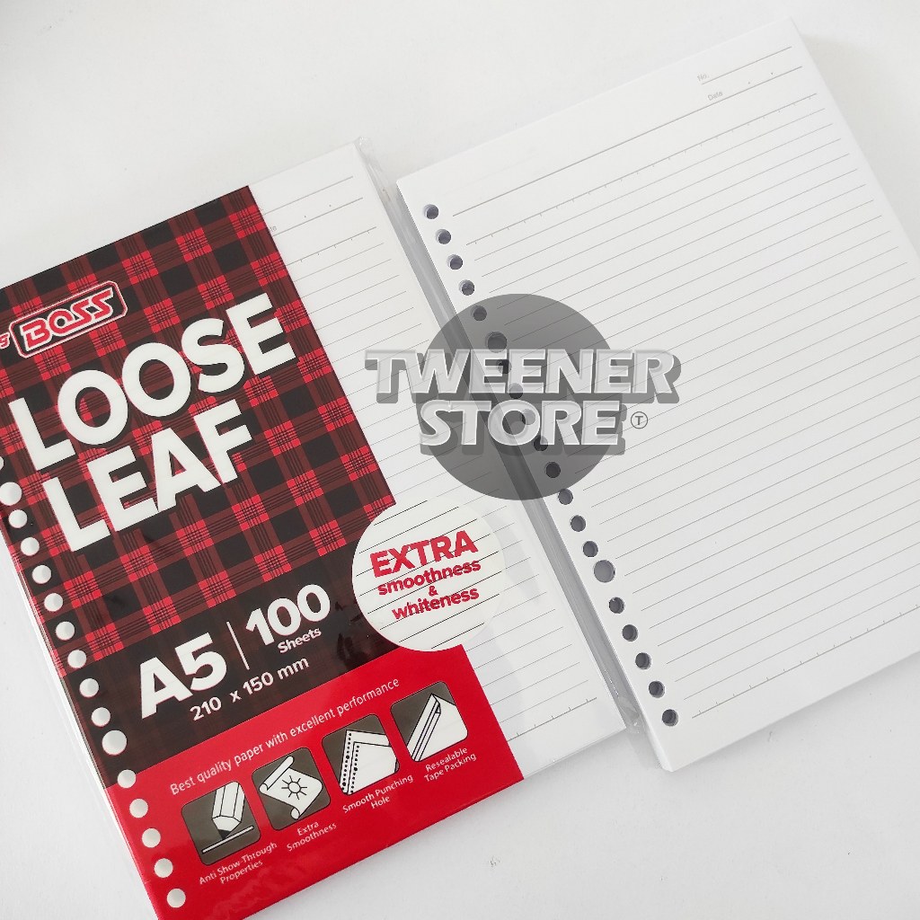 

[A5-GARIS] Big Boss Loose Leaf A5 100 Sheets Lembar Garis-Garis | Kertas Isi Binder