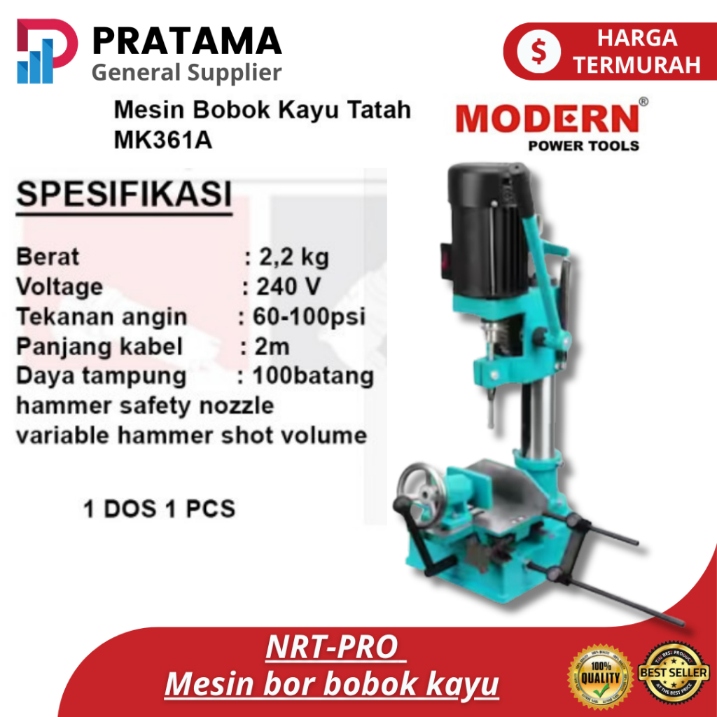 Mesin Bor Pahat Kayu / Mesin Bobok Kayu NRT PRO 750 W