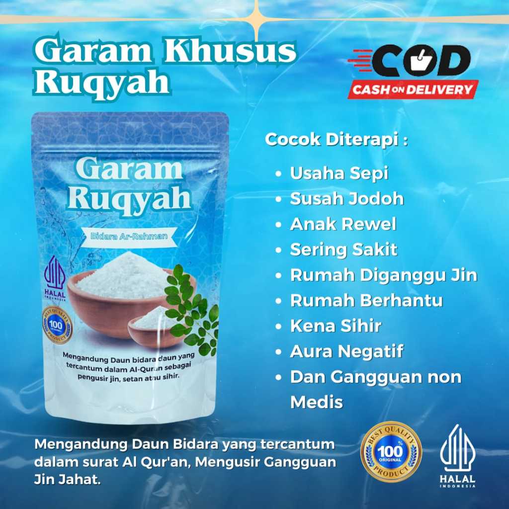 

Garam Rukyah Bidara Ar Rahman 500 gram || Menetralisir segala jenis serangan ilmu hitam Sihir/Santet/Pelet/Guna-guna