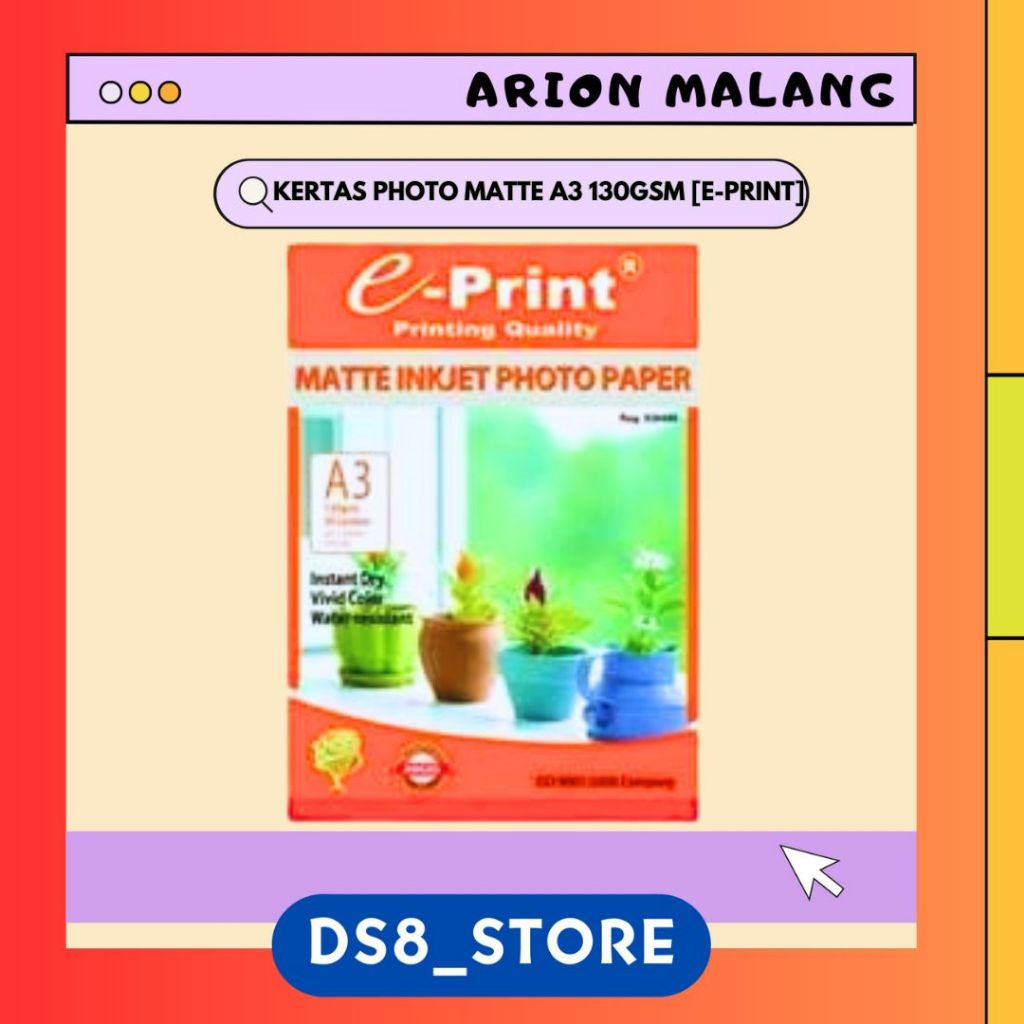 

Kertas Foto A3 MATTE INKJET PAPER 130 GSM E-PRINT