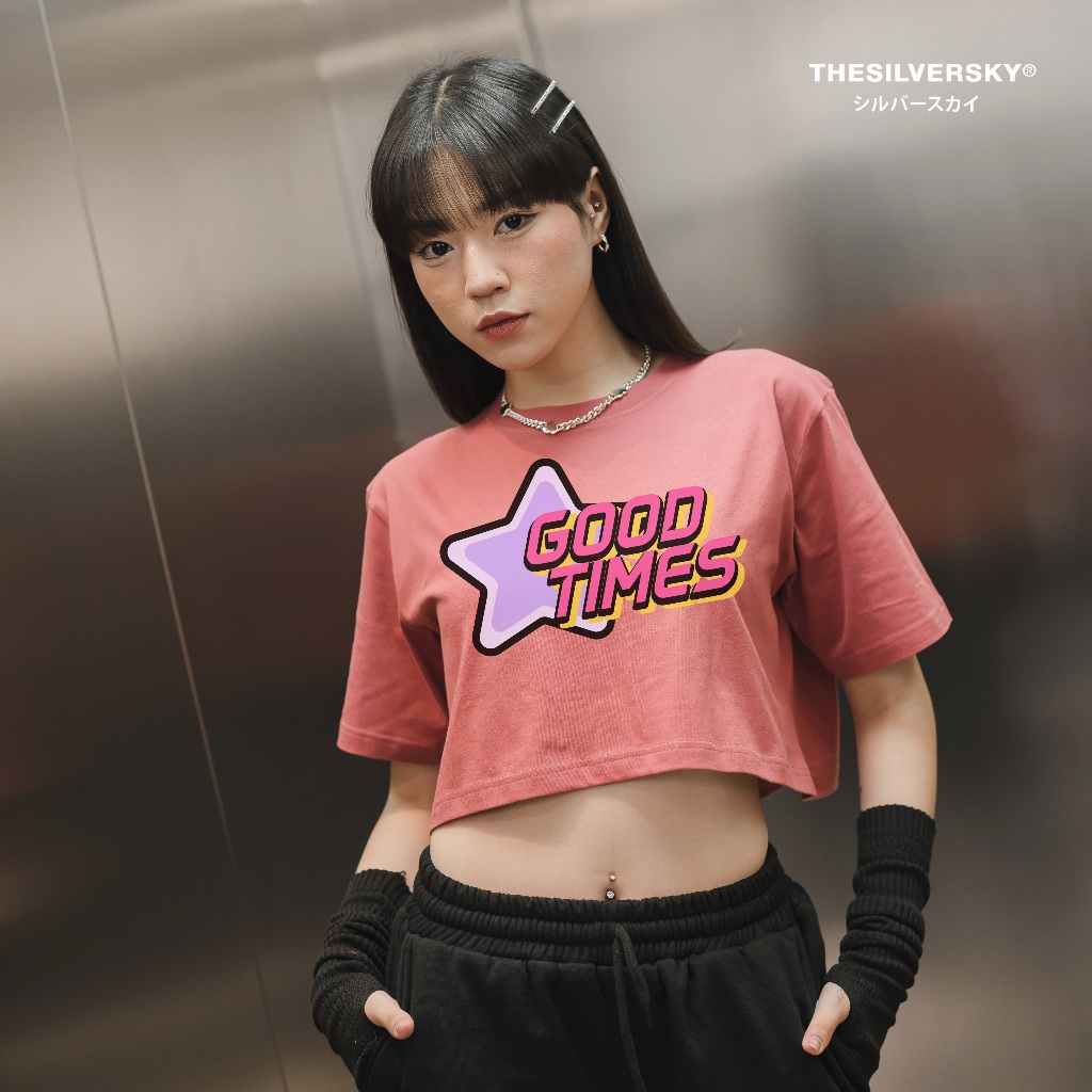 Thesilversky Good Times Crop Tee Retro Y2K Blush Red