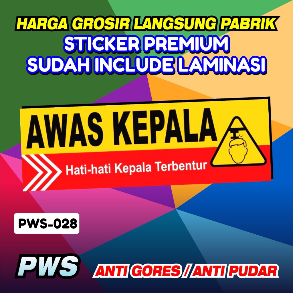 

Stiker Awas Kepala Terbentur Peringatan/Sticker Safety Sign Laminasi Anti Air Anti Gores