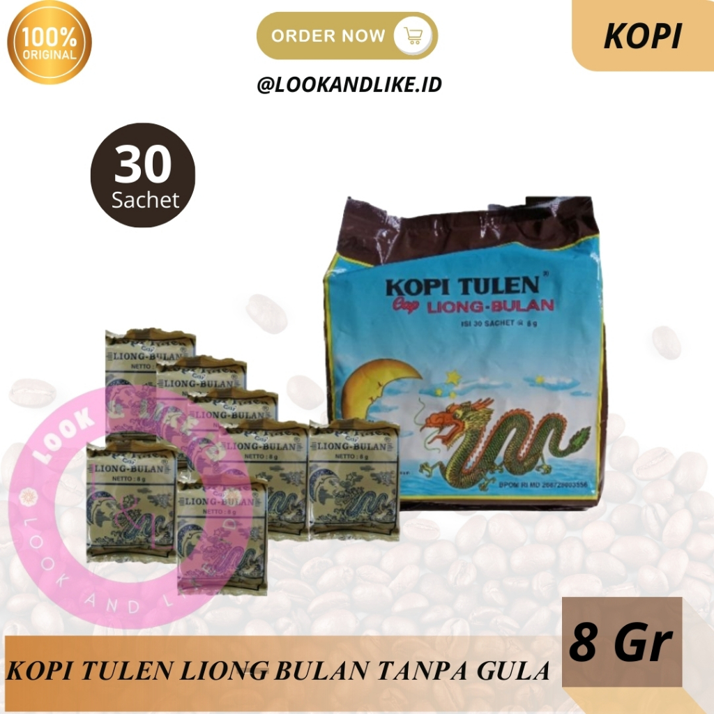 

Kopi Liong Bulan Mini/Kopi Tulen Tanpa Gula Isi 30 Sachet x 8gr Kopi Legendaris Khas Kota Bogor