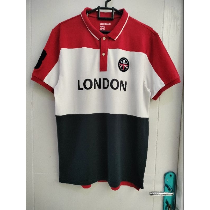 (Preloved) Kaos "GIORDANO POLO" Size L, ORIGINAL/GIORDANO LONDON