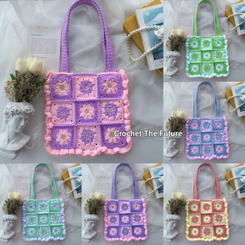 Daisy Crochet Tote Bag | Crochet Tote Bag | Daisy Tote Bag | Tas Rajut Bunga | Tas Rajut | Tas Aesth