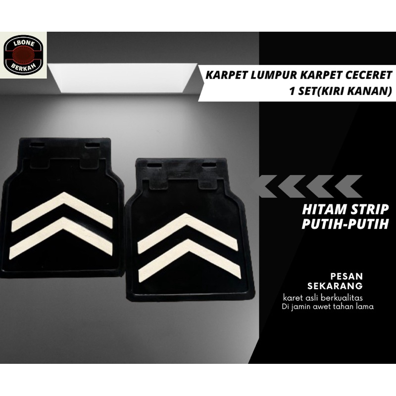 Karet lumpur Karet ceceret spakbor mobil pick-up 1Set(Kiri-Kanan)Hitam Strip Putih-Putih