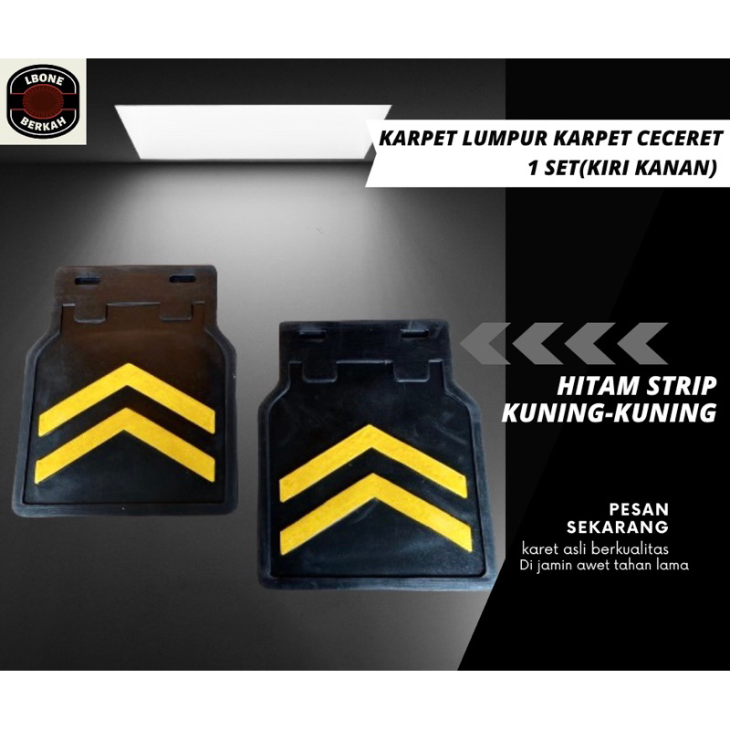 Karet lumpur Karet ceceret spakbor mobil pick-up 1Set(Kiri-kanan)Hitam Strip Kuning-Kuning