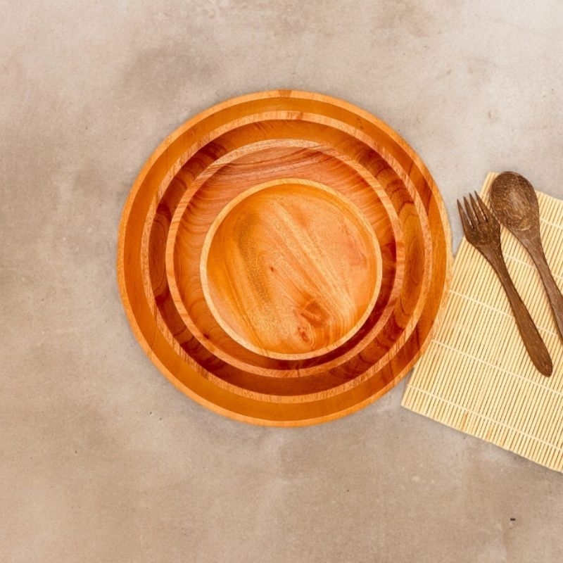 PIRING KAYU MAHONI / WADAH SAJI / PIRING CANTIK / PRING SAJI UNIK / PIRING LUCU / PIRING SAJI SET