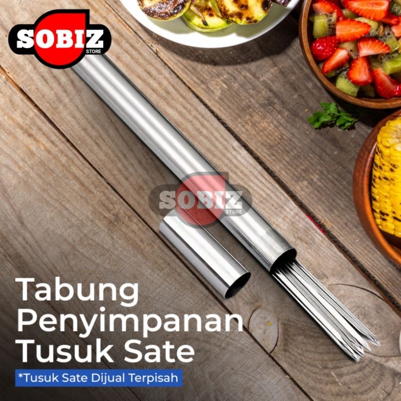 Tabung Tempat Penyimpanan Tusuk Sate Stainless Steel