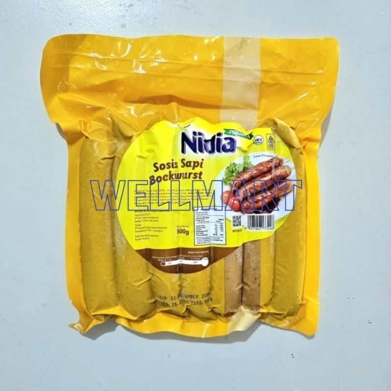 

Nidia Sosis Sapi Bockwurst Jumbo Isi 7 500gr Halal Beef Sausage