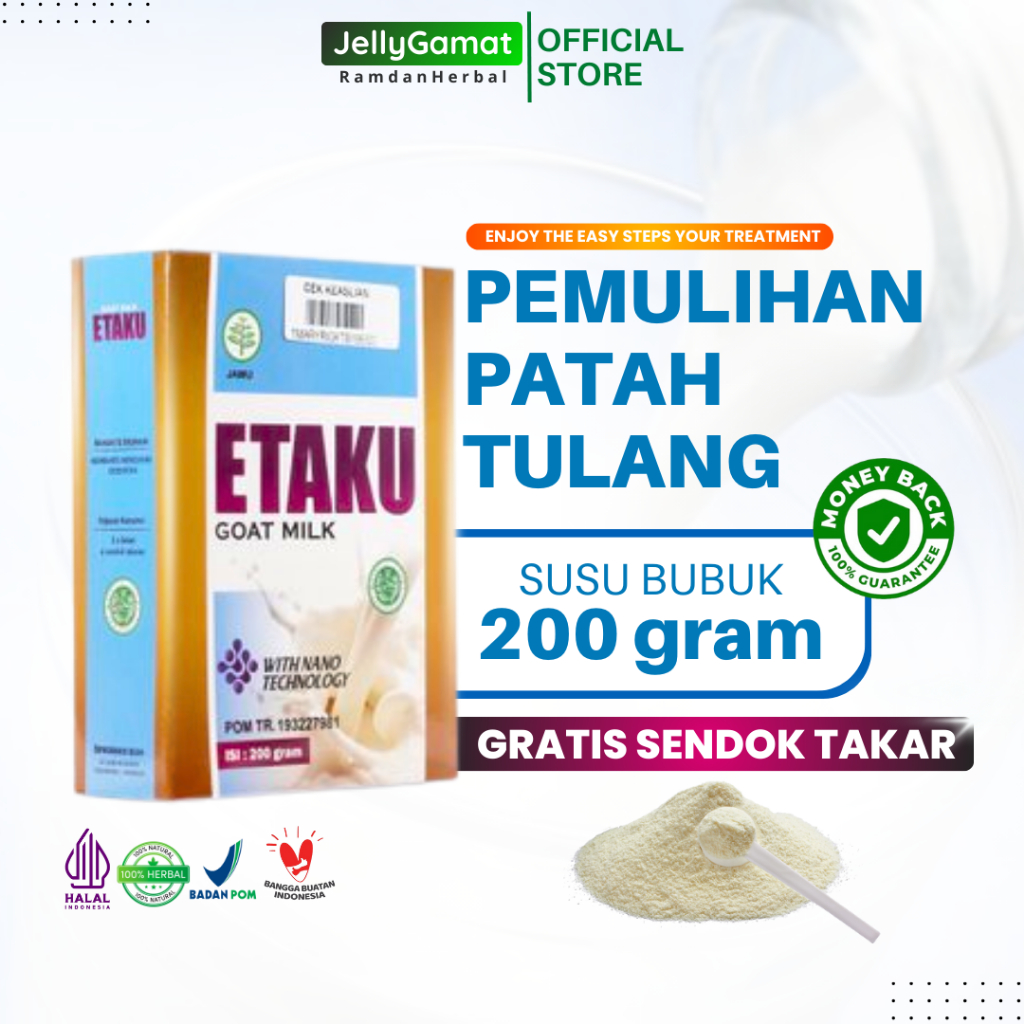 

Susu Etaku - Obat Pemulihan Patah Tulang, Kesehatan Tulang - Tulang Retak - Keropos - Walatra Susu Kambing Etawa Asli
