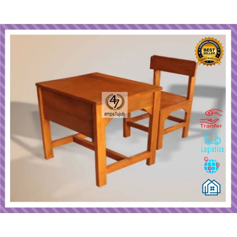 Set Meja Kursi Sekolah Kayu Jati