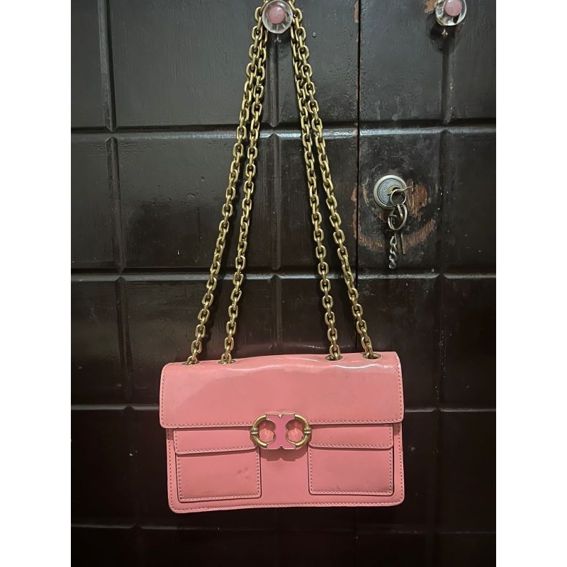 Tory Burch gemini link cosmo pink patent leather Preloved Second