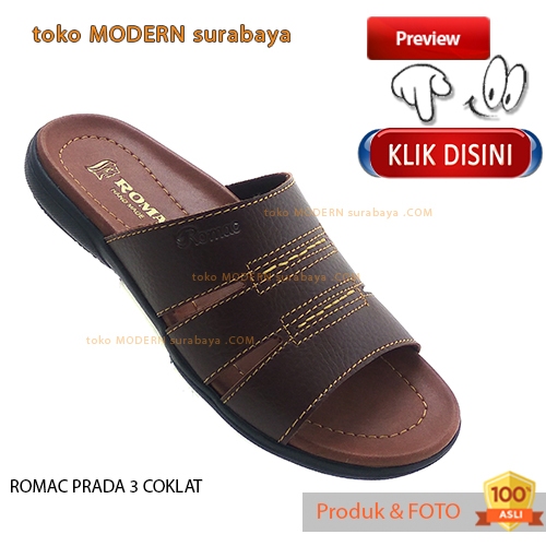 ROMAC PRADA 3 COKLAT sandal pria sandal casual slide flat flip flop