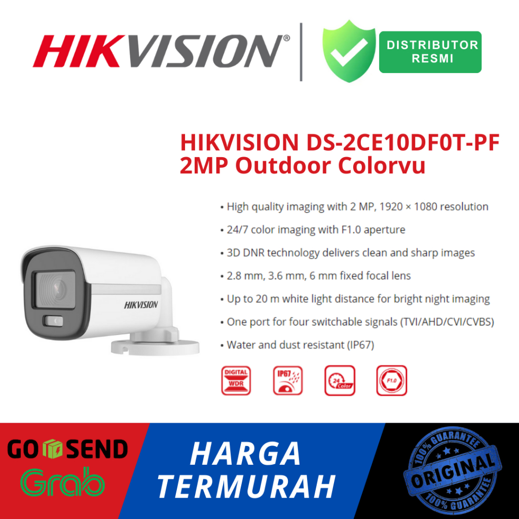 HIKVISION DS-2CE10DF0T-PF 2MP Outdoor Colorvu