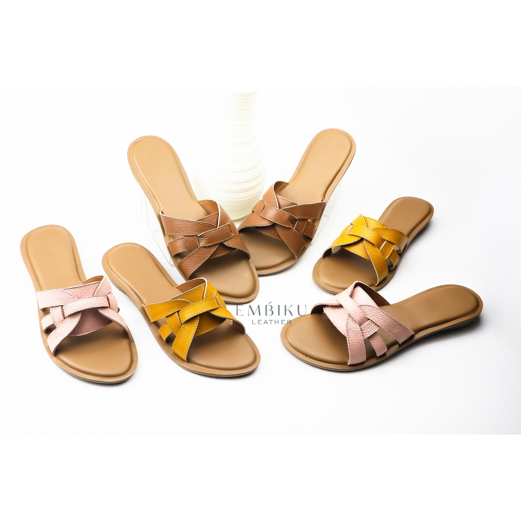 Sandal kulit wanita asli garut/sandal papirut kulit asli garut