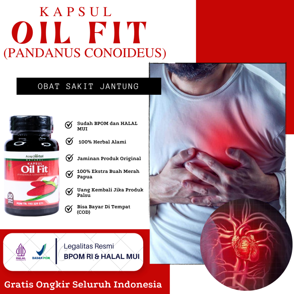 Oil Fit Kapsul - Obat Penyakit Jantung, Jantung Bengkak, Jantung Kroner, Jantung Berdebar, Jantung B