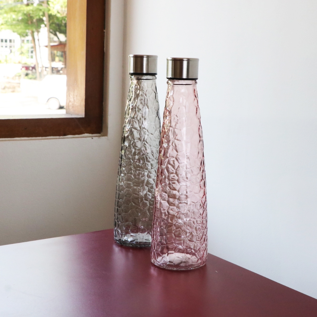 SUPERMARKET IMPORT Botol Kaca 750 ML Muranee Botol Minum Tutup Stainless Aesthetic Botol Kaca Dengan