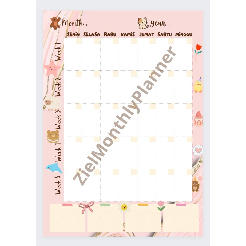 

Cute Monthly Planner
